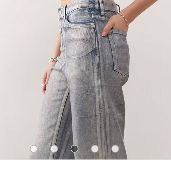 American Eagle Outfitters Shimmering Silver Flare Jeans - Picture 2 of 14